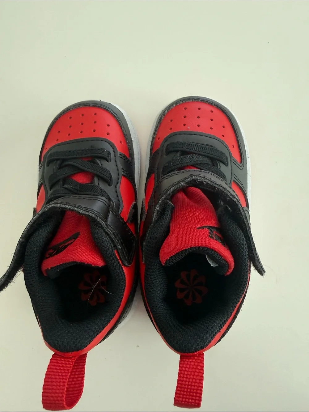 Nike Kids Red and Black Velcro Strap Sneakers
